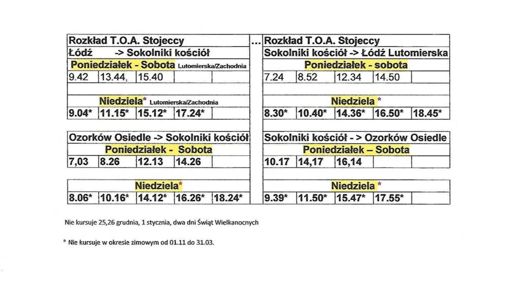 rozkład jazdy autobusów do Sokolnik Sokolniki-Las Łódź Ozorków autobus stojeccy